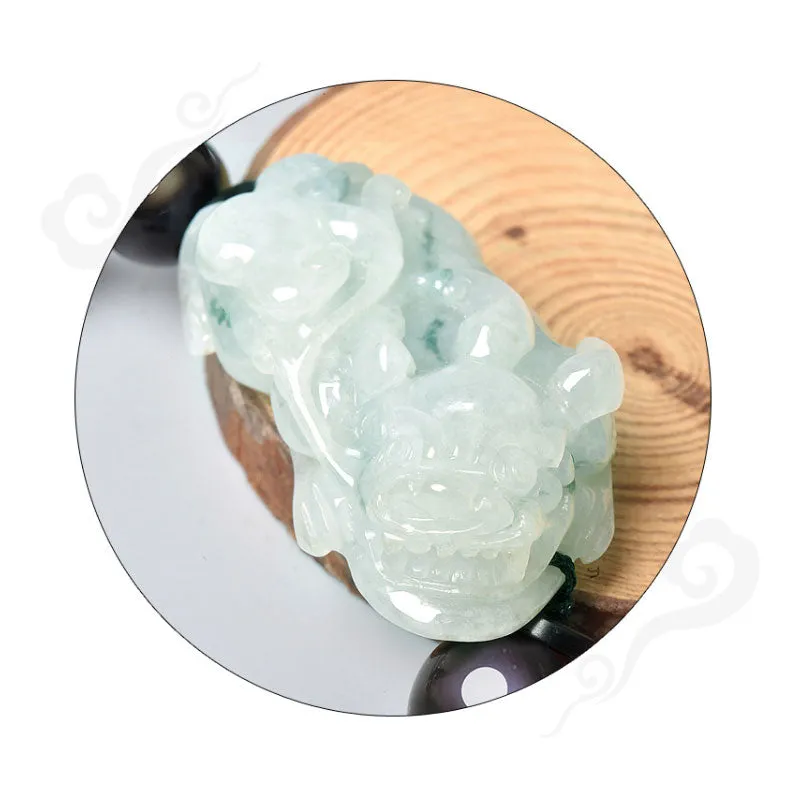 Ice Jade Ruyi Pixiu Bracelet with Rainbow Eye Obsidian Beads For Men and Women