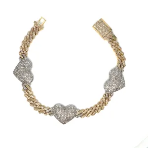 Icy 6mm Cuban Link Pop Heart 7" Bracelet - SBR22293