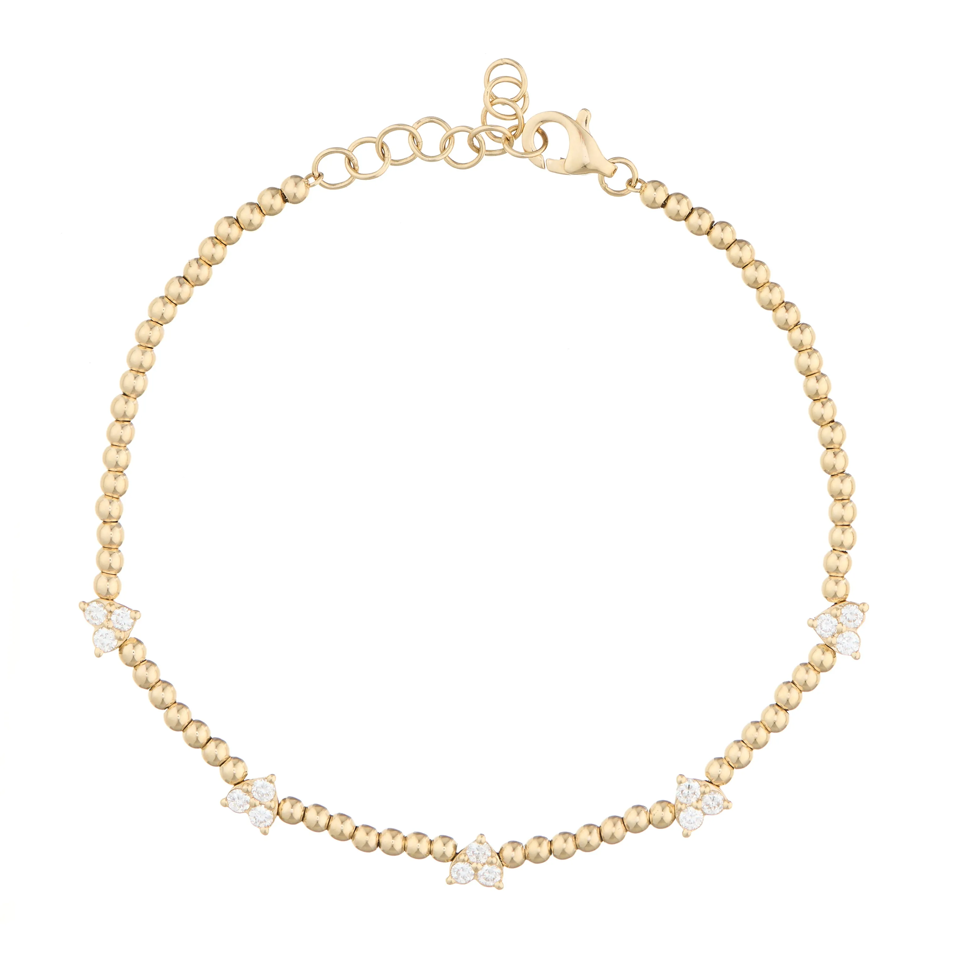 Illusion Heart Diamond and Jujube Gold Bead Bracelet
