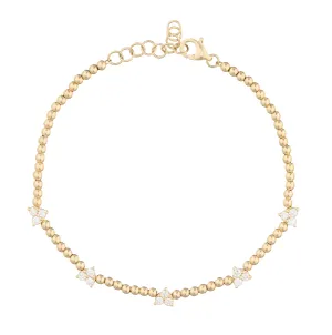 Illusion Heart Diamond and Jujube Gold Bead Bracelet
