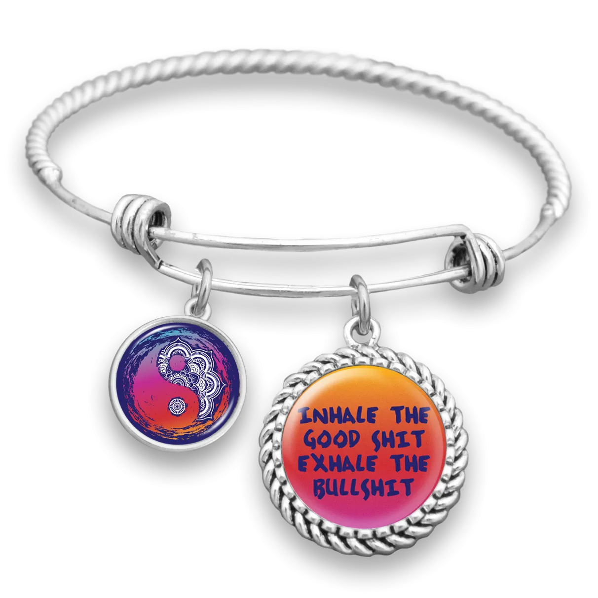 Inhale The Good Shit, Exhale The Bullshit Yin Yang Charm Bracelet