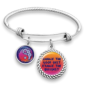 Inhale The Good Shit, Exhale The Bullshit Yin Yang Charm Bracelet