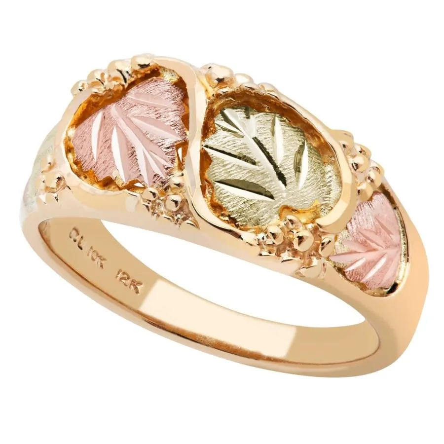 Inlaid Leaves - Black Hills Gold Ladies Ring