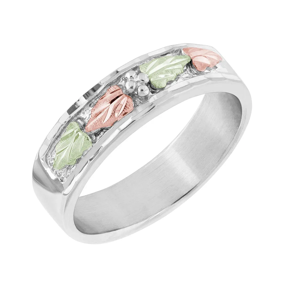 Inlaid Leaves - Sterling Silver Black Hills Gold Ring