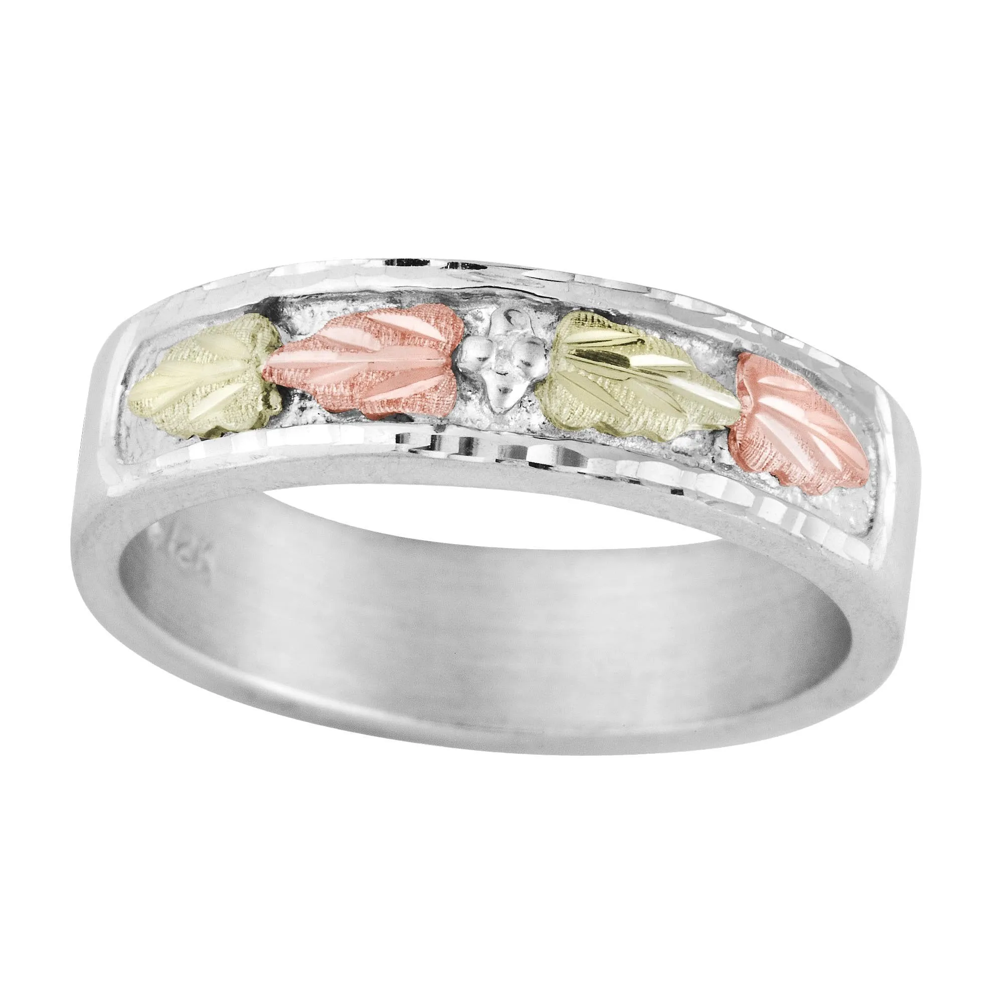 Inlaid Leaves - Sterling Silver Black Hills Gold Ring