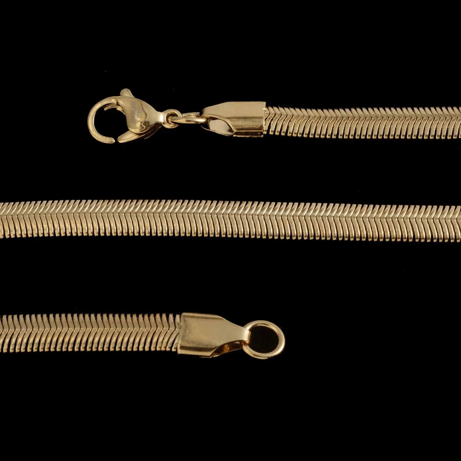 ION Yellow Gold Stainless Steel Snake Chain (18 in) and Bracelet (7.50 in) Set