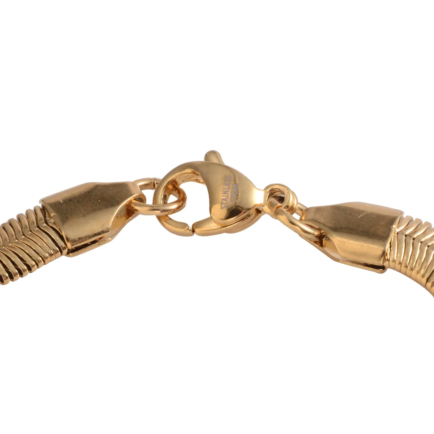 ION Yellow Gold Stainless Steel Snake Chain (18 in) and Bracelet (7.50 in) Set
