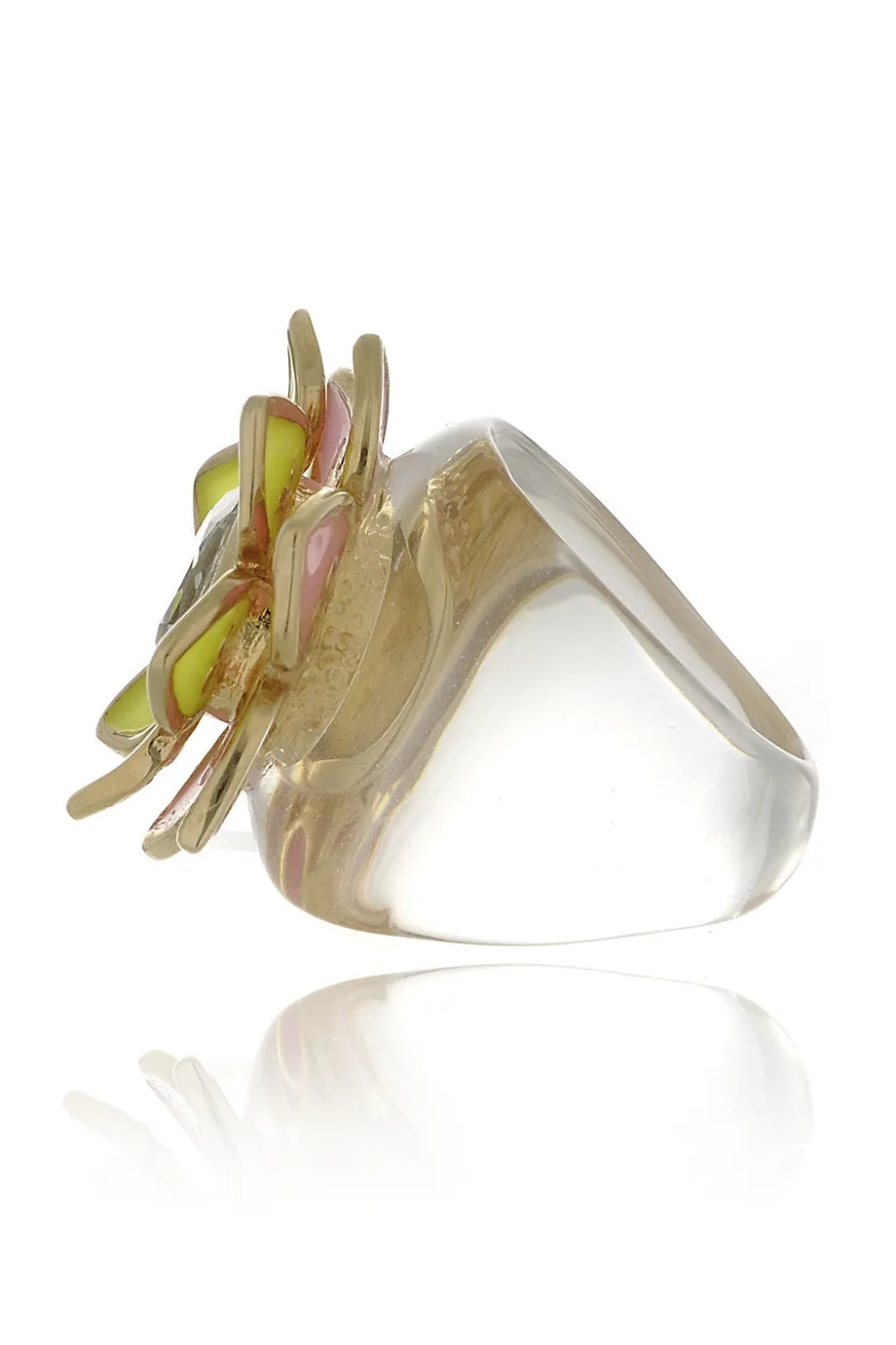 ISHARYA LOTUS Yellow Pink Resin Ring