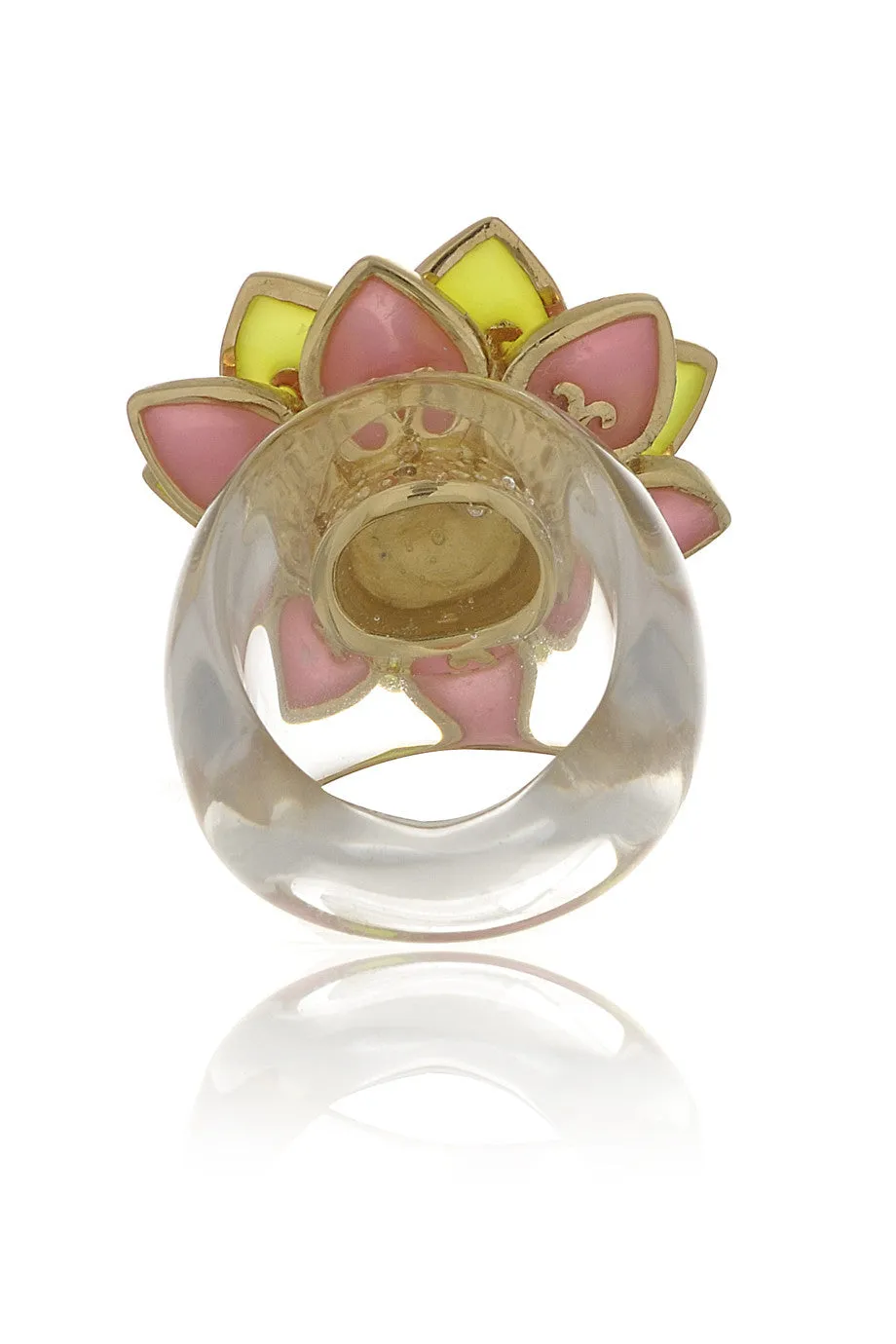 ISHARYA LOTUS Yellow Pink Resin Ring
