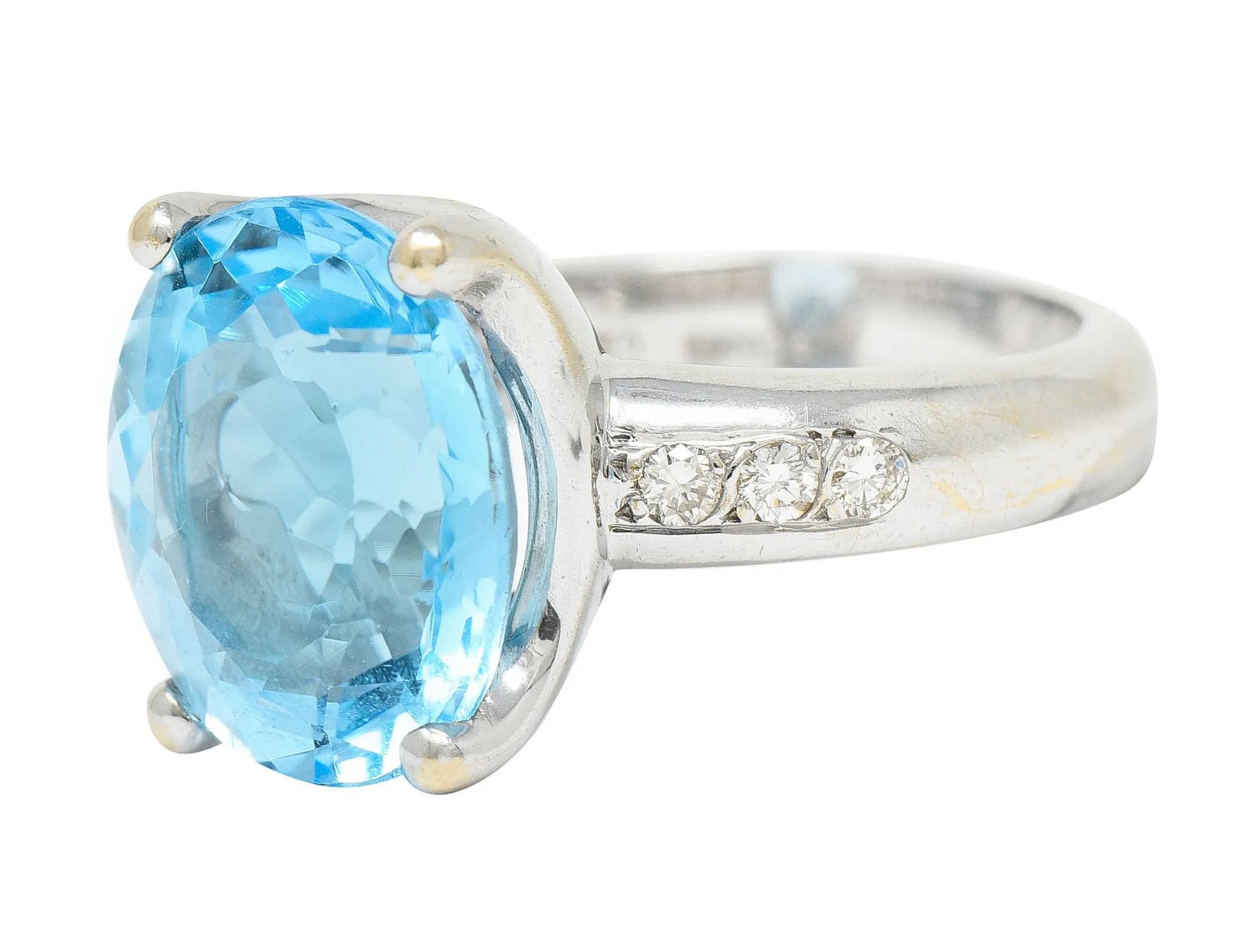 JB Star Blue Topaz Diamond 18 Karat White Gold Gemstone Ring