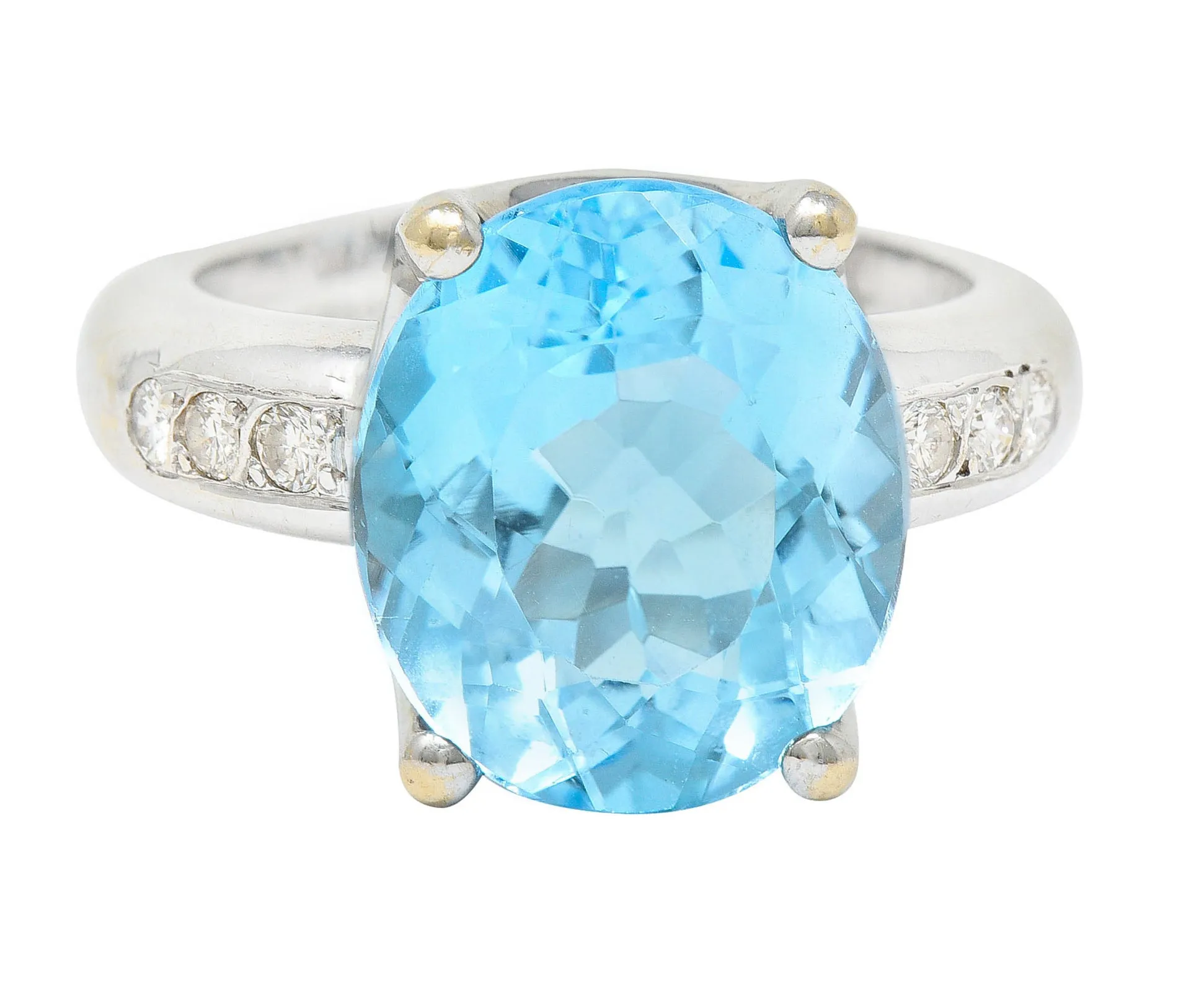 JB Star Blue Topaz Diamond 18 Karat White Gold Gemstone Ring