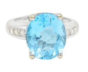 JB Star Blue Topaz Diamond 18 Karat White Gold Gemstone Ring