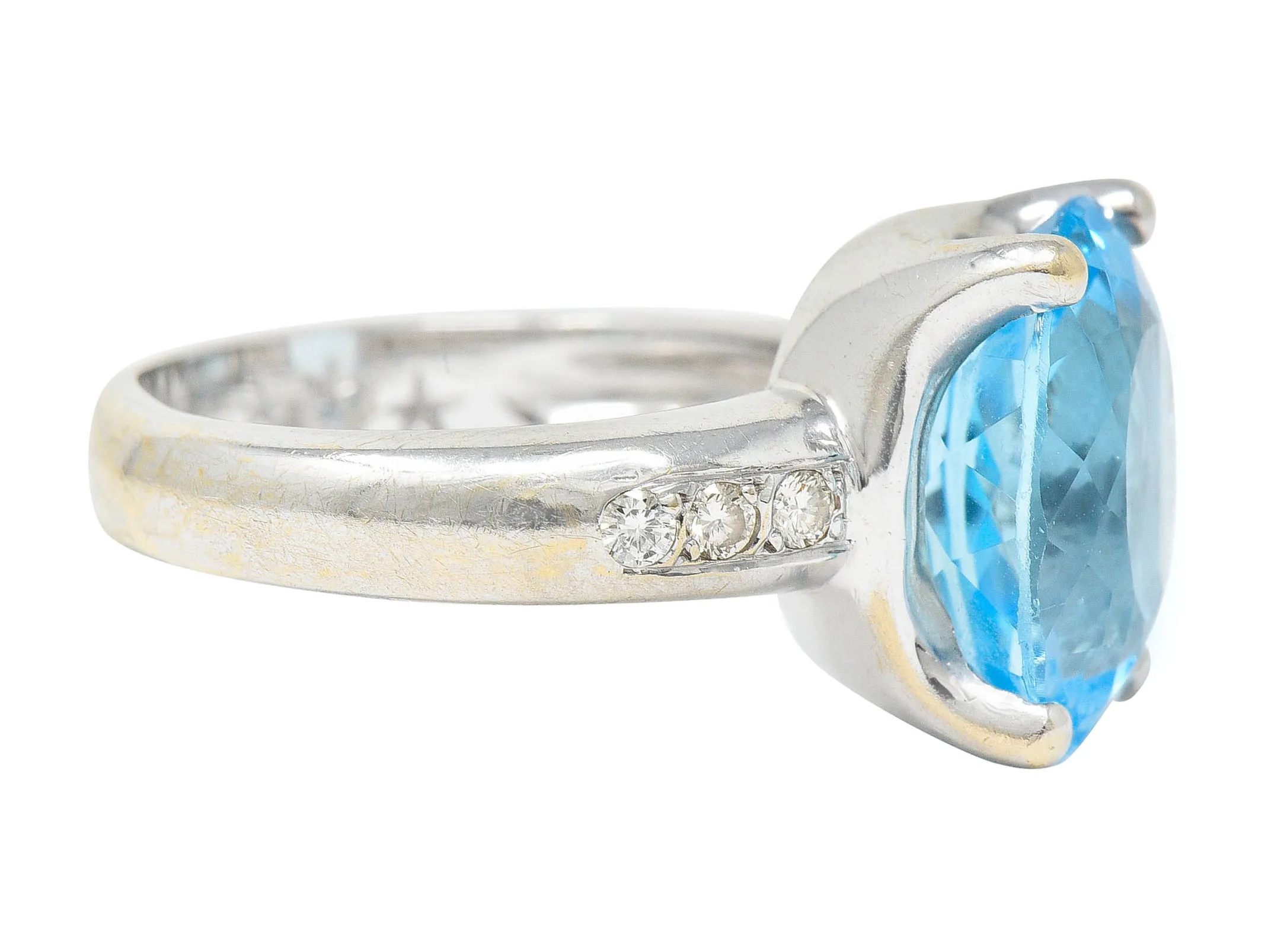 JB Star Blue Topaz Diamond 18 Karat White Gold Gemstone Ring