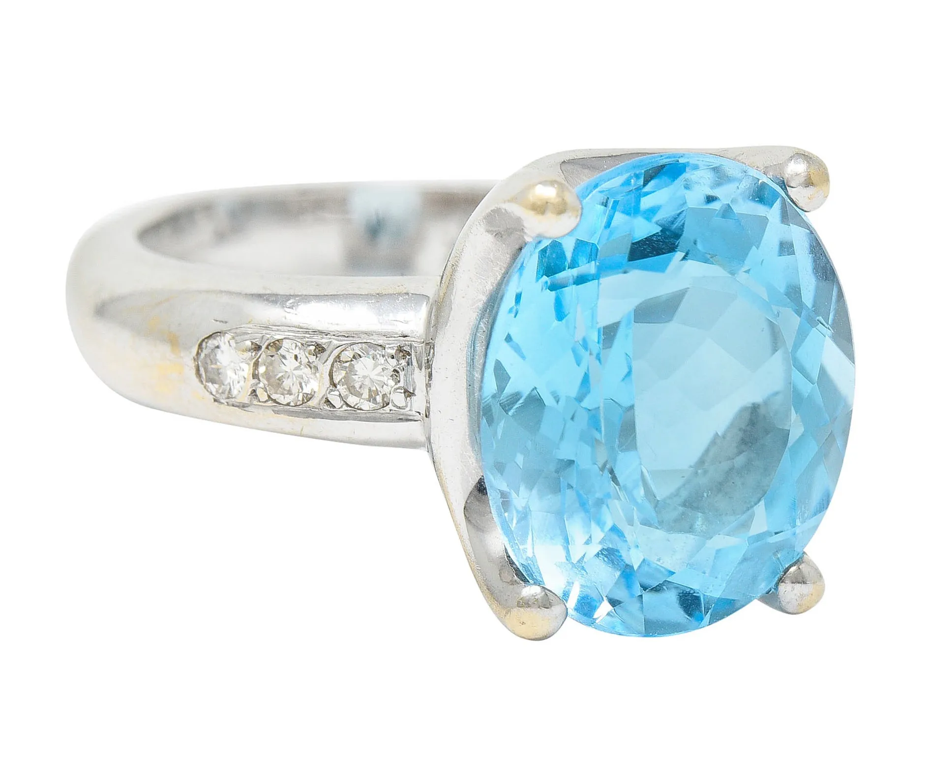 JB Star Blue Topaz Diamond 18 Karat White Gold Gemstone Ring