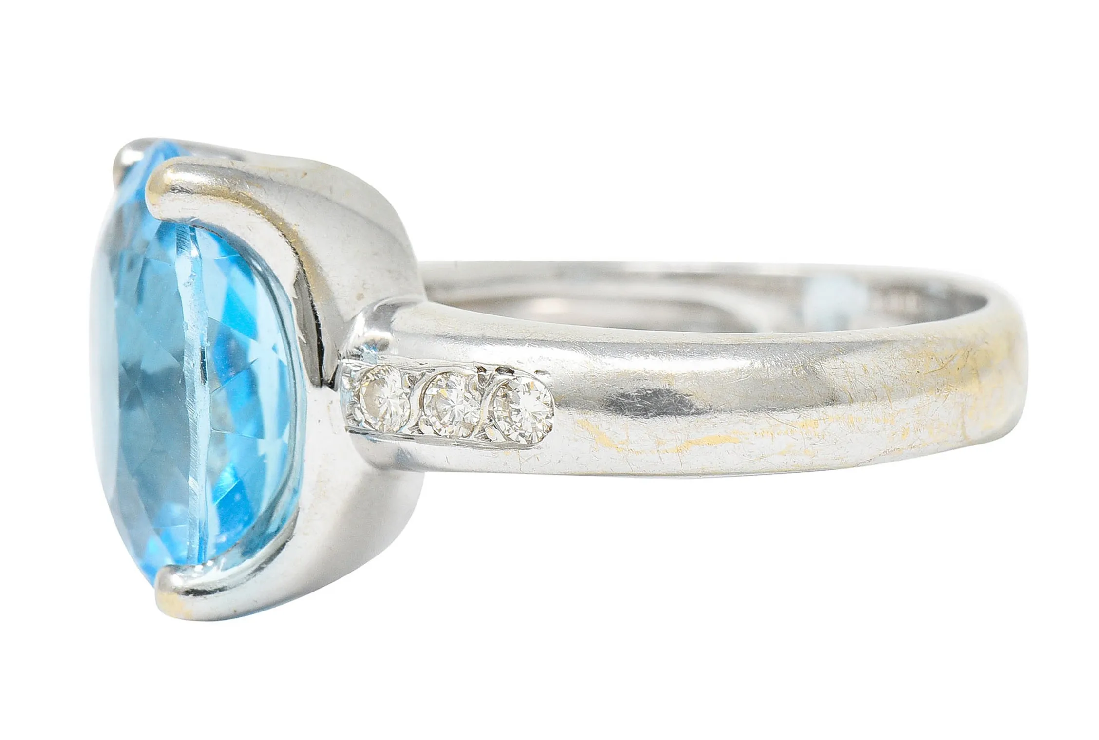 JB Star Blue Topaz Diamond 18 Karat White Gold Gemstone Ring