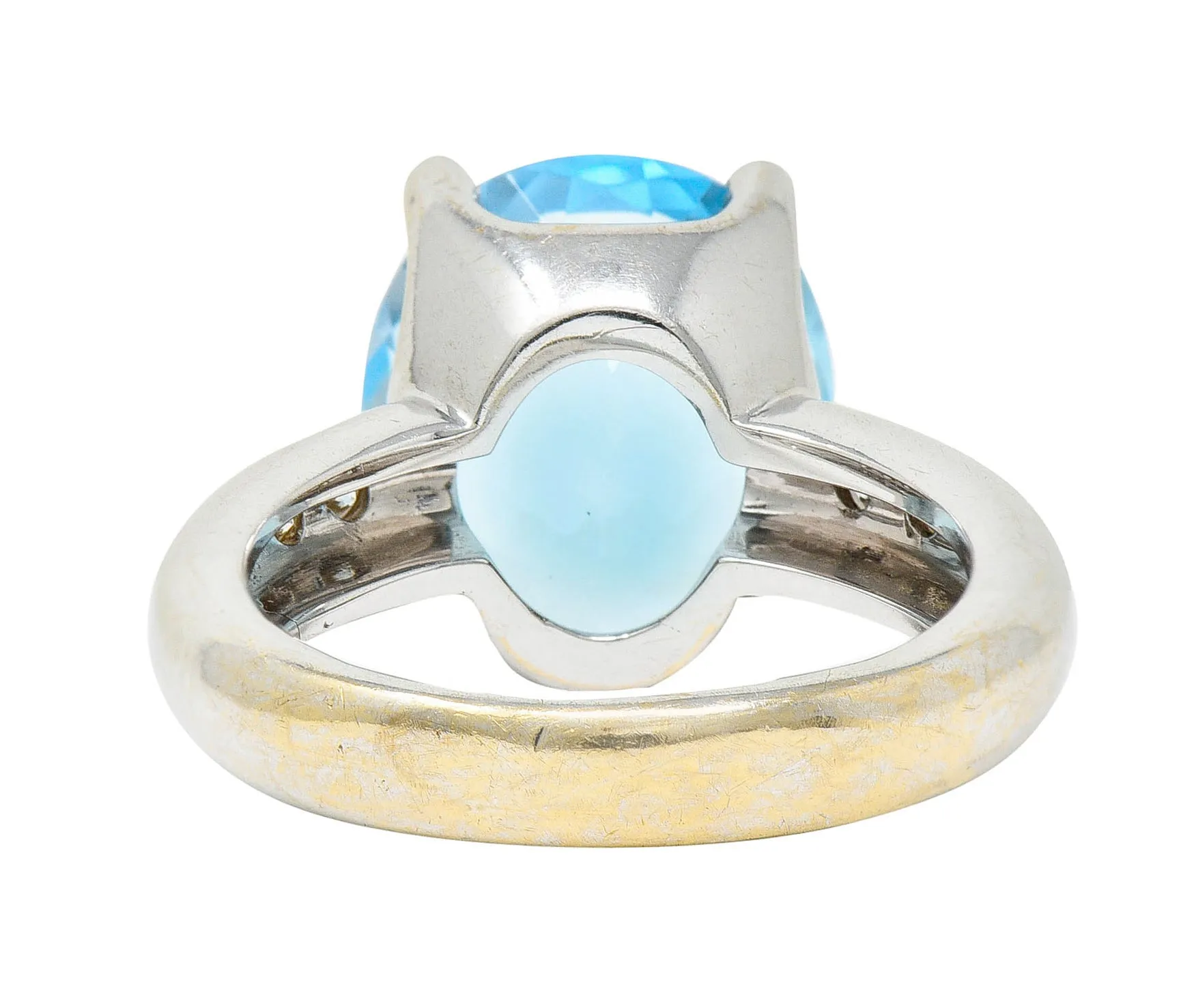 JB Star Blue Topaz Diamond 18 Karat White Gold Gemstone Ring