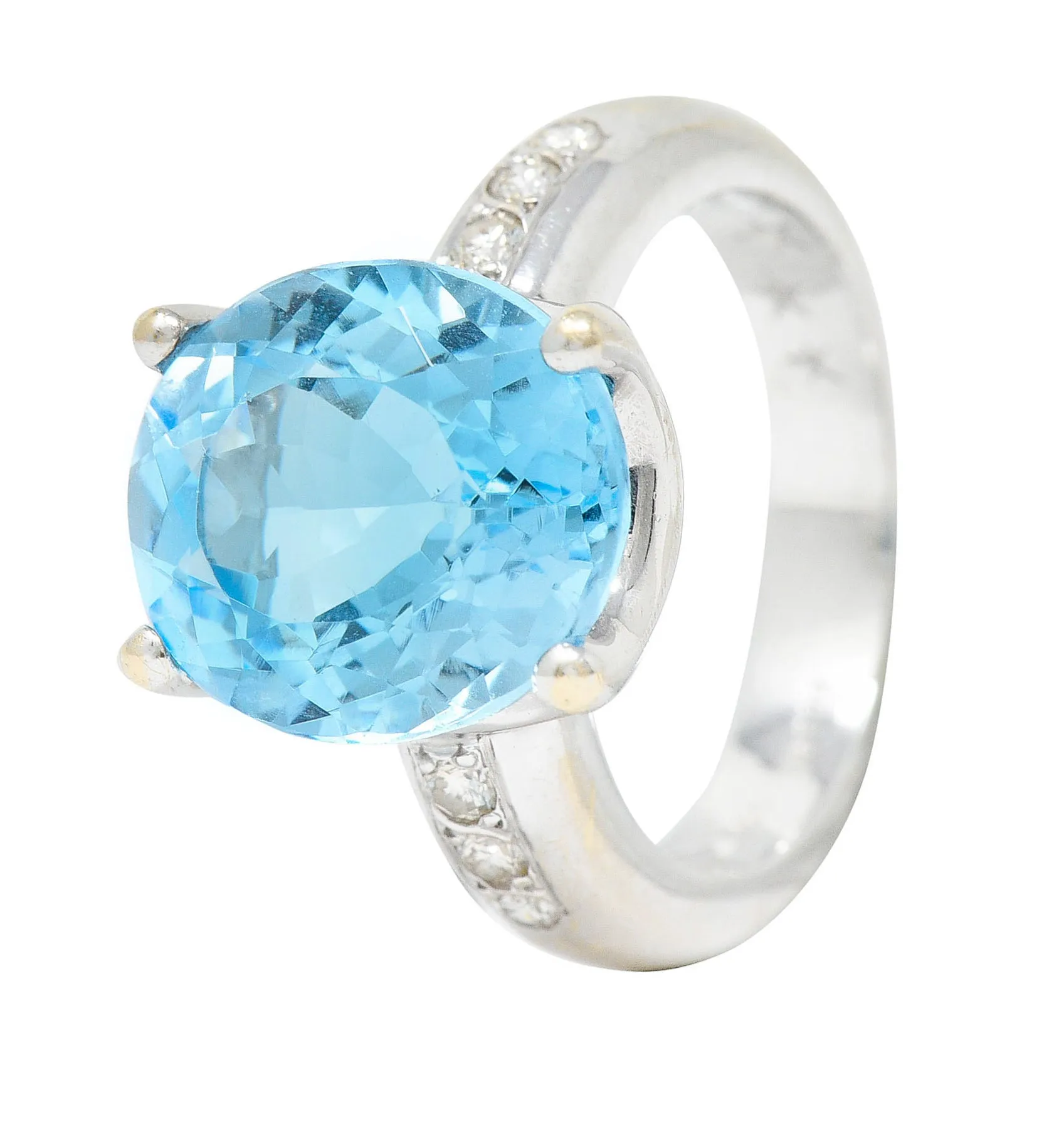 JB Star Blue Topaz Diamond 18 Karat White Gold Gemstone Ring