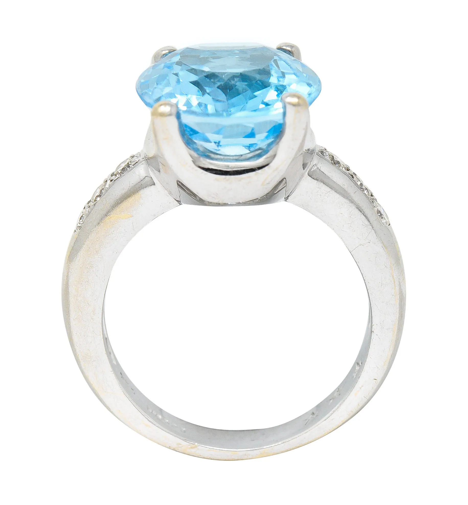 JB Star Blue Topaz Diamond 18 Karat White Gold Gemstone Ring