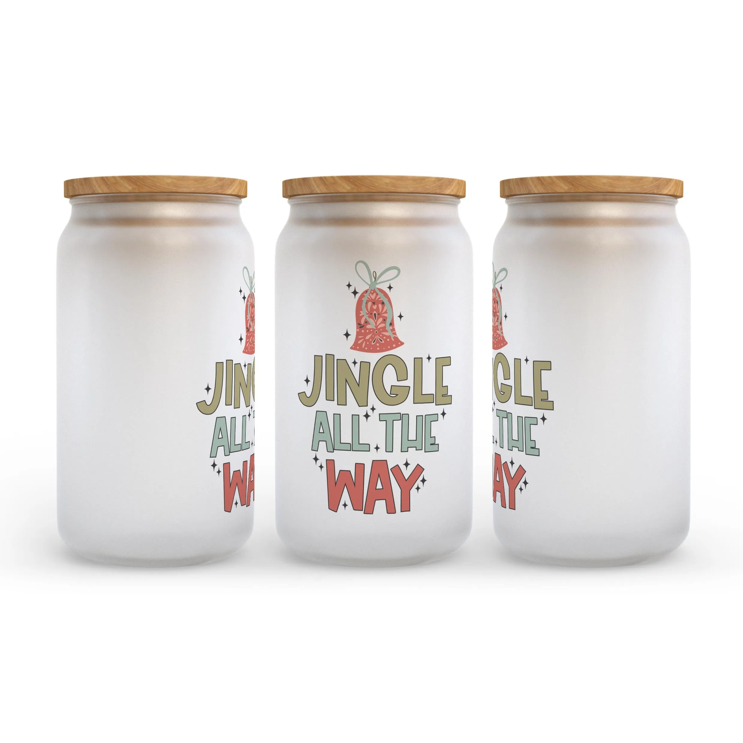 Jingle All The Way Christmas Frosted Glass Can Tumbler