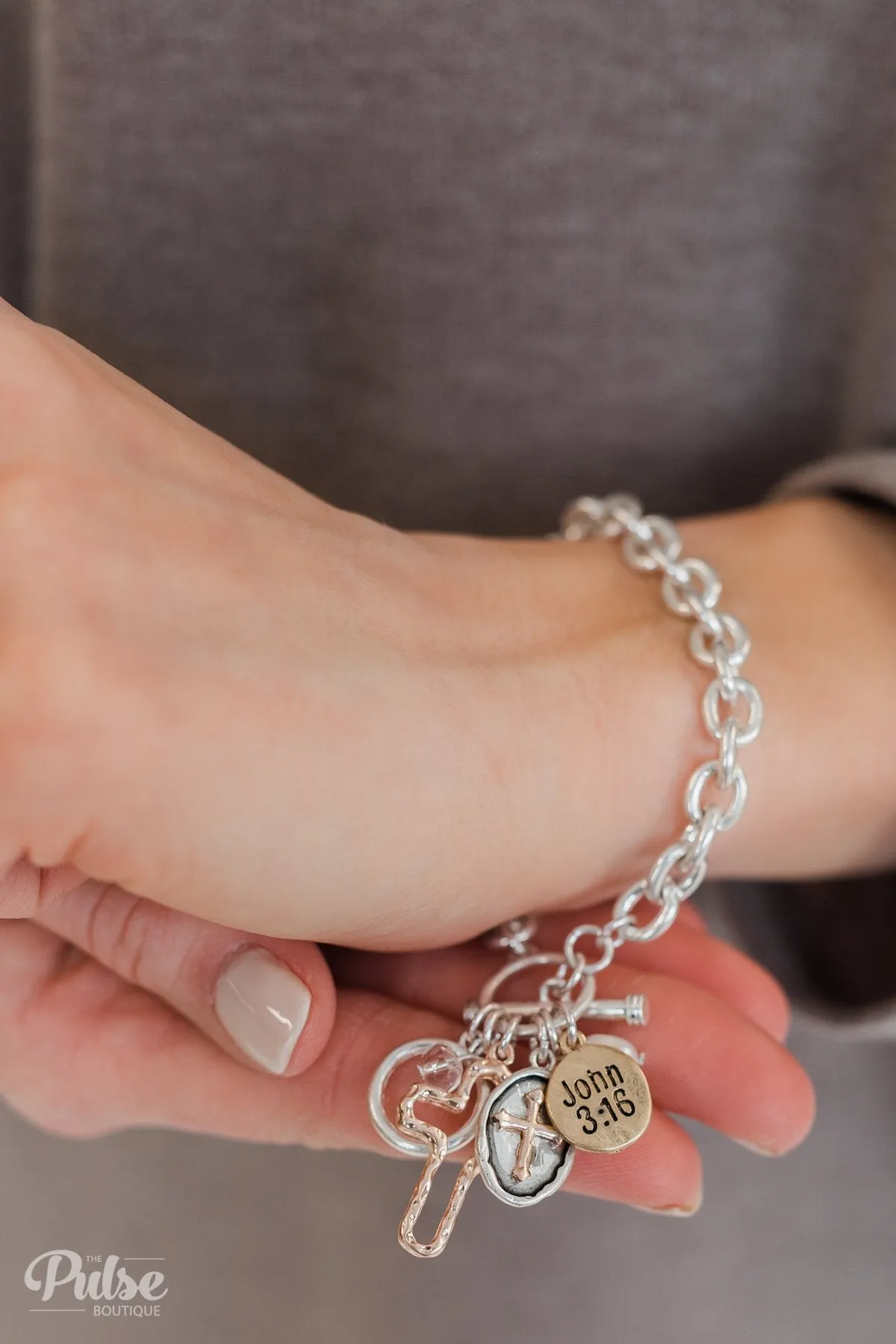 John 3:16 Charm Bracelet- Silver