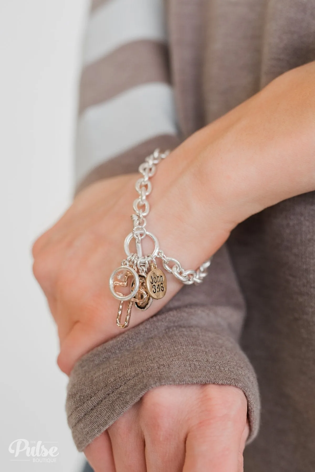 John 3:16 Charm Bracelet- Silver