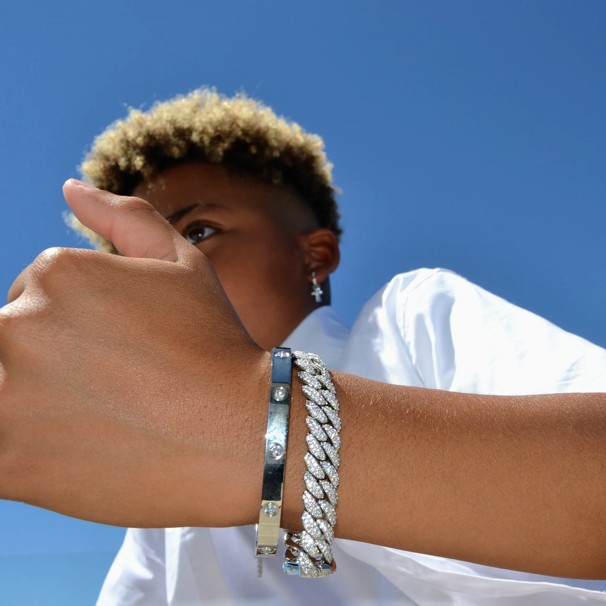Kids' Gold Diamond Cuban Link Bracelet