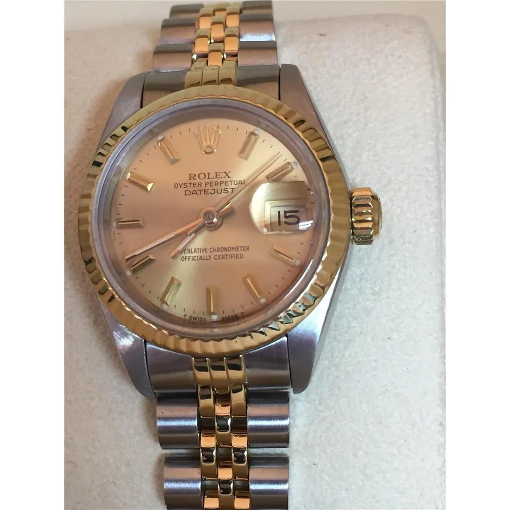 Ladies Rolex Datejust Watch Stick Dial Smooth Bezel Two Tone