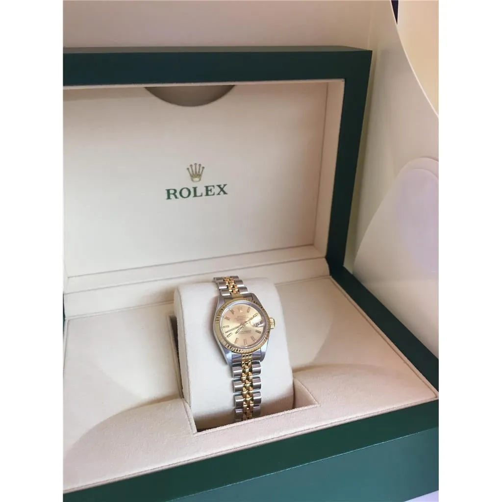 Ladies Rolex Datejust Watch Stick Dial Smooth Bezel Two Tone