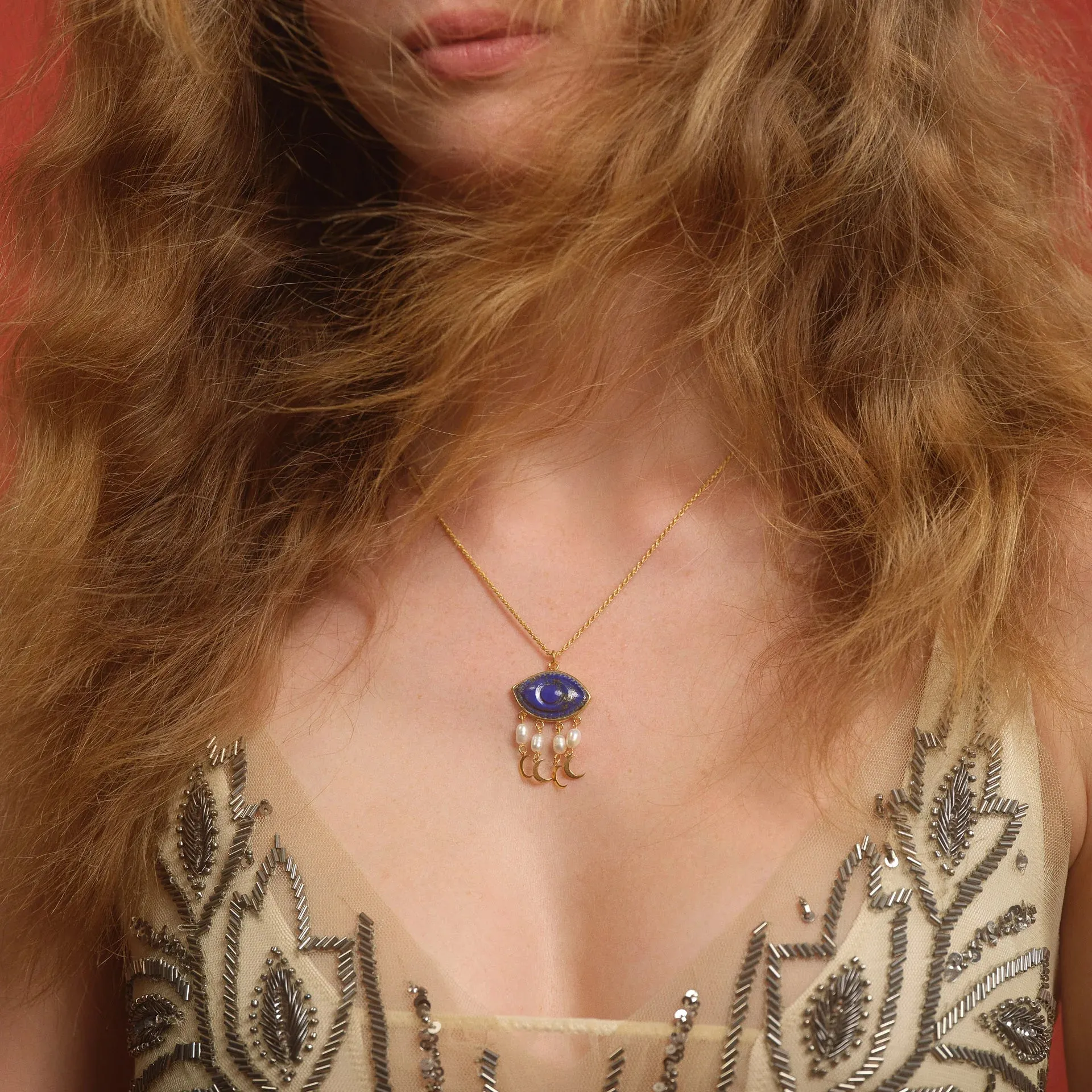 Lapis Eye Pendant Necklace