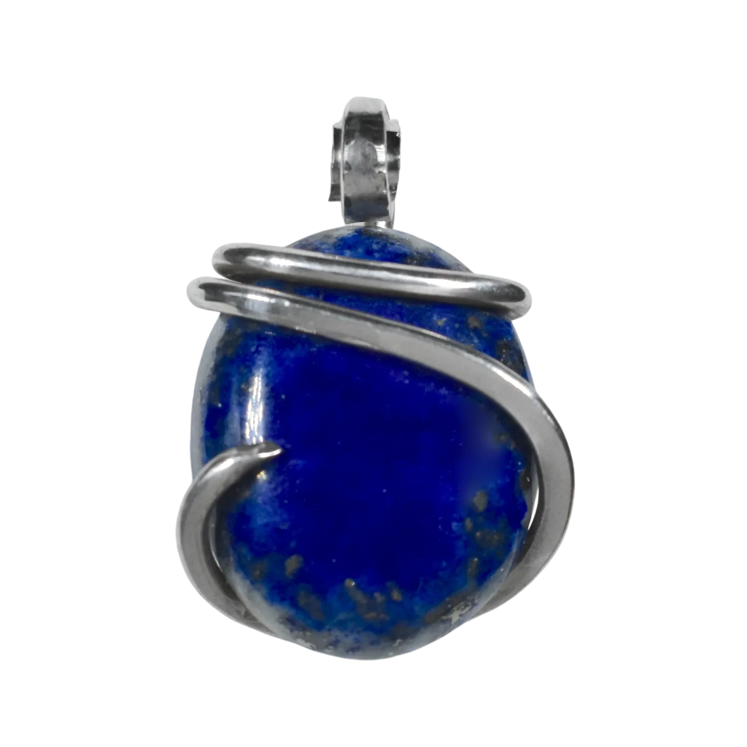 Lapis Lazuli and Pyrite Handmade Stone Pendant Wrapped in Silver
