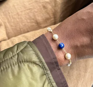 Elegant lapis lazuli inlaid silver bracelet
