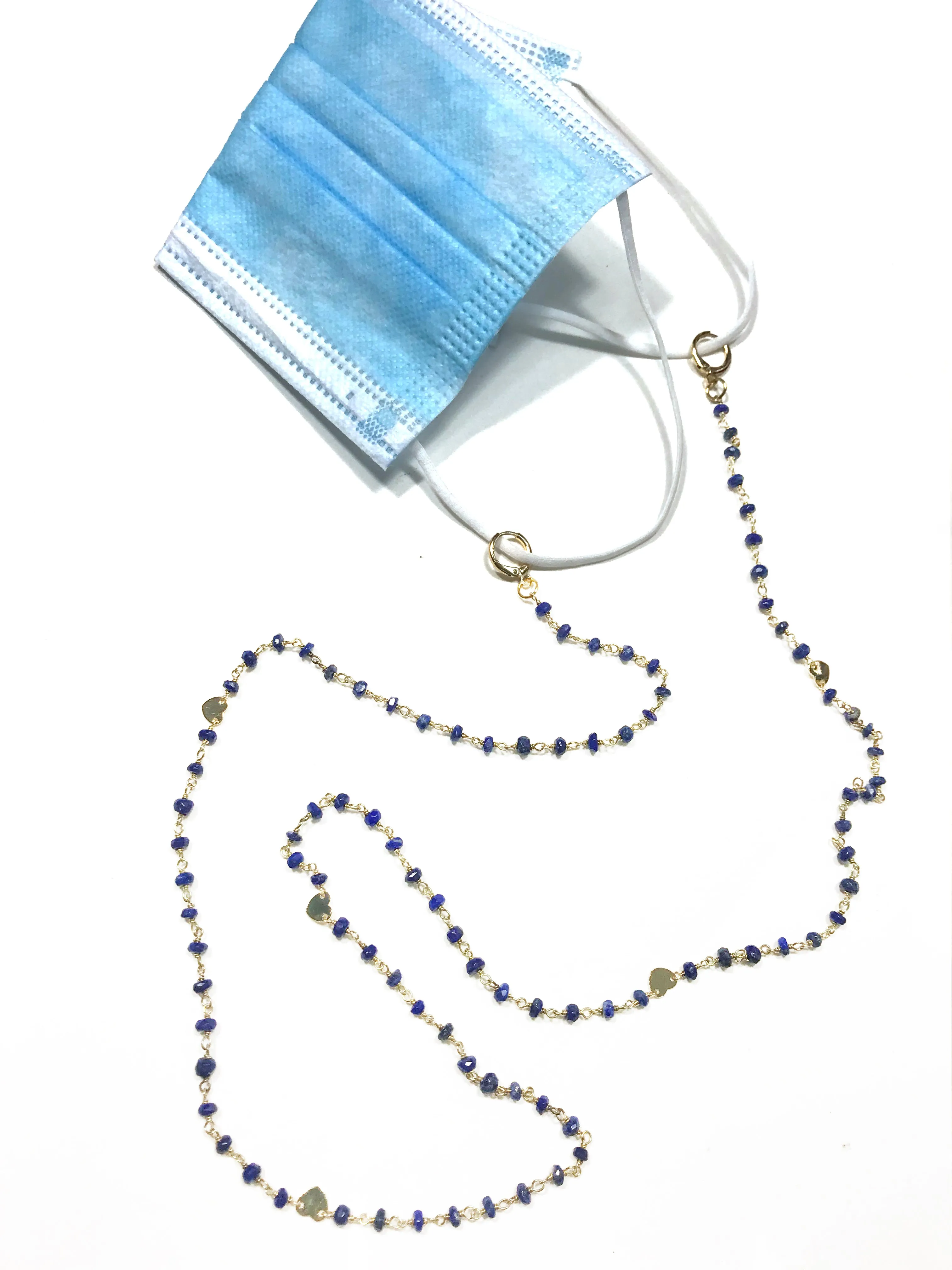 Lapis Lazuli Heart Convertible Mask Necklace