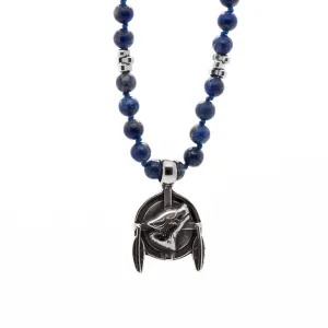 Lapis Lazuli Wolf Spirit Men's Beaded Necklace