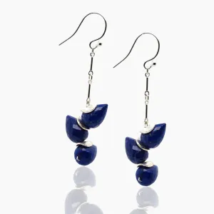 Lapis Silver Herringbone Earrings