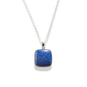 Lapis Square Gemstone Silver Necklace