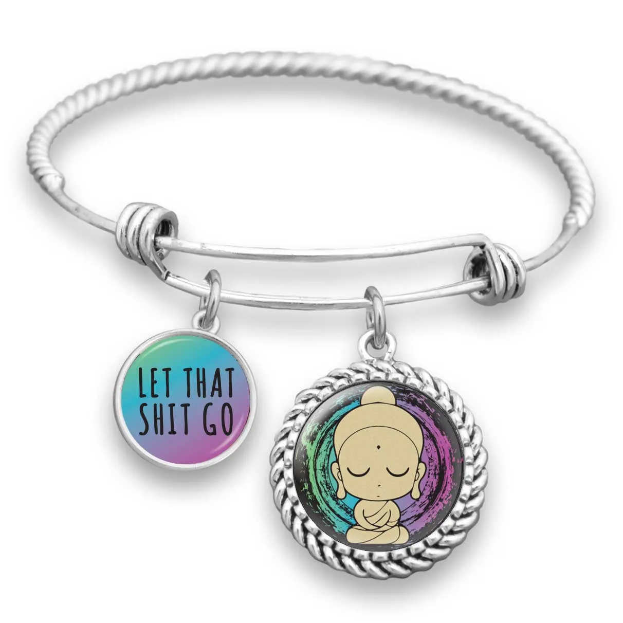 Let That Shit Go Buddha Charm Bracelet