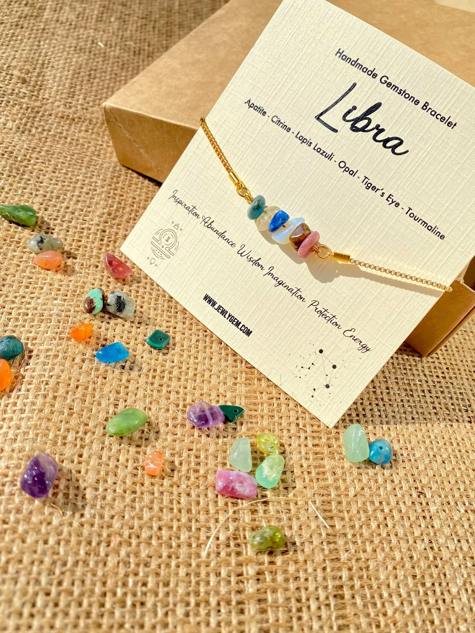 Libra Zodiac Gemstone Bracelet