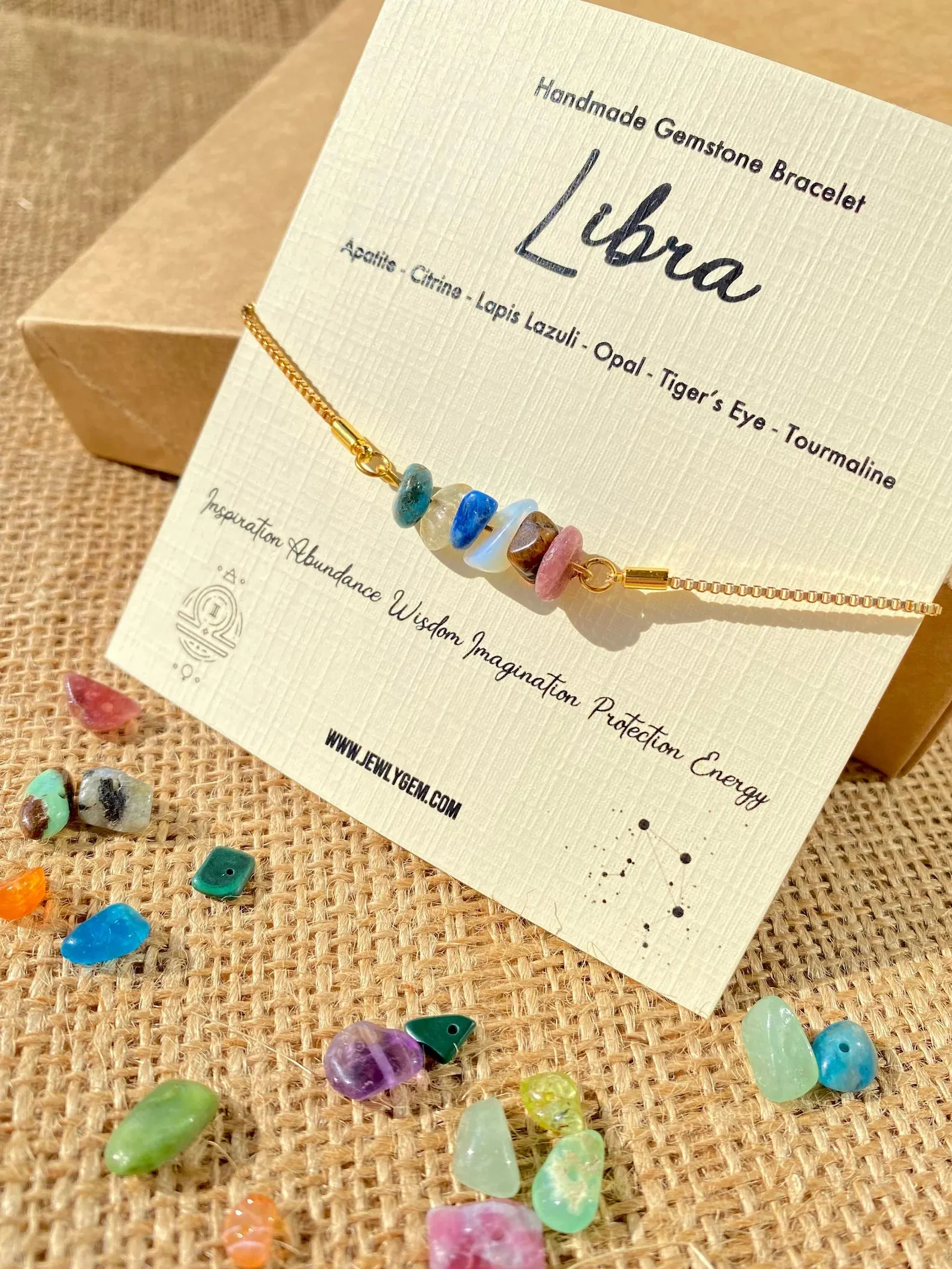 Libra Zodiac Gemstone Bracelet