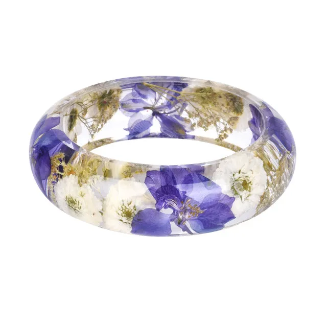LIEBE ENGEL Transparent Resin Bracelet Bangle Dried Flower Red Leaf Love Bracelet Cuff For Women Best Gift Summer Jewelry 2017
