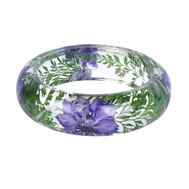 LIEBE ENGEL Transparent Resin Bracelet Bangle Dried Flower Red Leaf Love Bracelet Cuff For Women Best Gift Summer Jewelry 2017