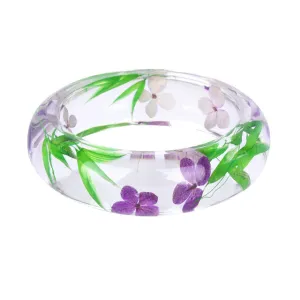 LIEBE ENGEL Transparent Resin Bracelet Bangle Dried Flower Red Leaf Love Bracelet Cuff For Women Best Gift Summer Jewelry 2017