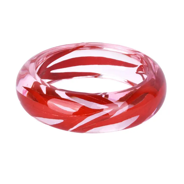 LIEBE ENGEL Transparent Resin Bracelet Bangle Dried Flower Red Leaf Love Bracelet Cuff For Women Best Gift Summer Jewelry 2017