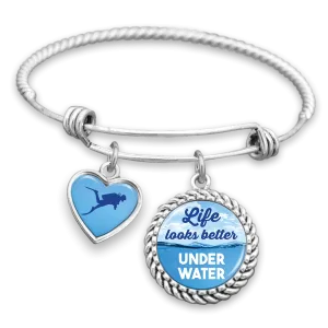 Life Looks Better Under Water Scuba Charm Bracelet