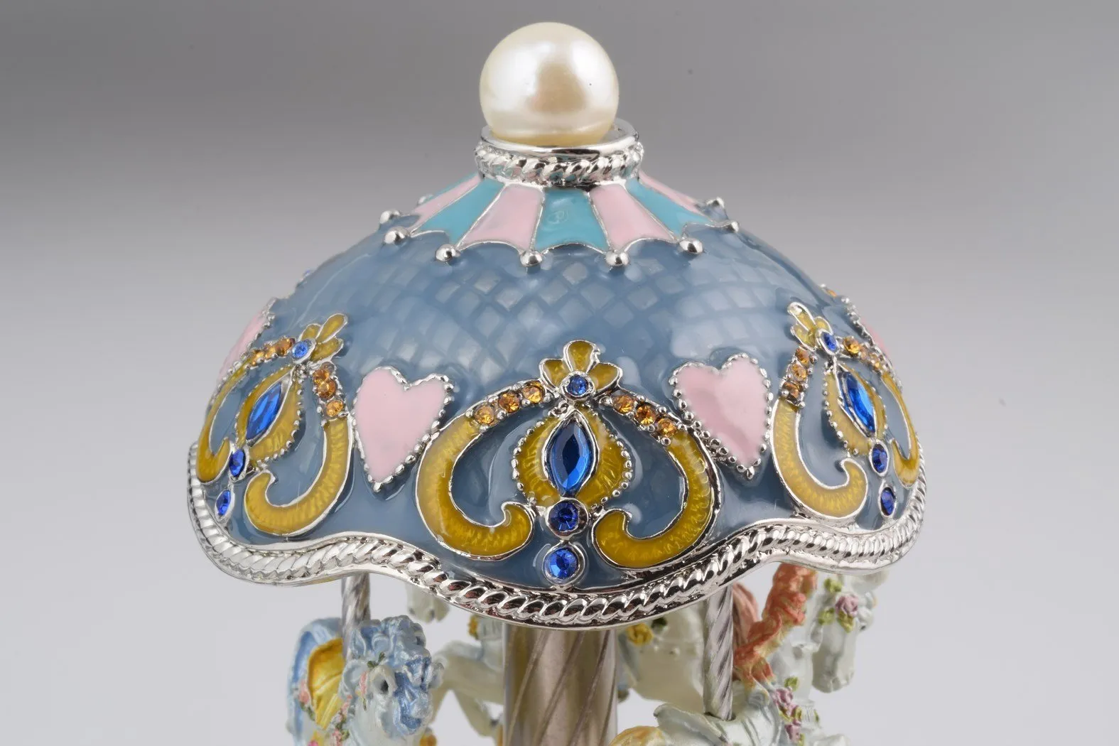 Light Blue Faberge Egg with Horse Carousel