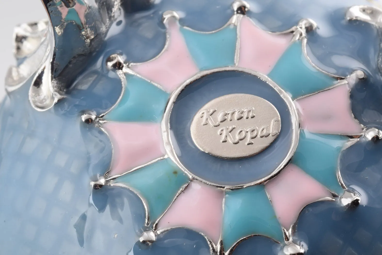 Light Blue Faberge Egg with Horse Carousel