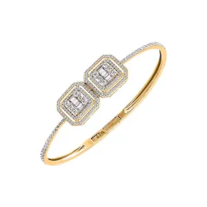 lllusion CZ X Baguette Double Charm Bangle Bracelet