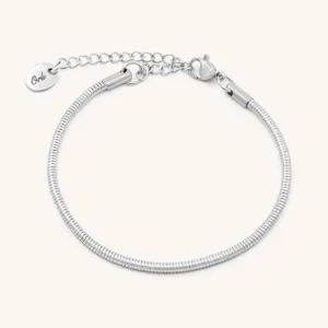 Loretta Round Snake Chain Bracelet, Silver