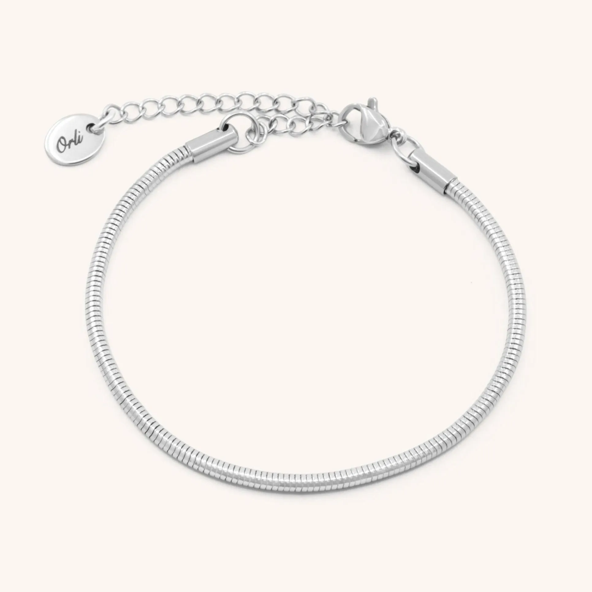 Loretta Round Snake Chain Bracelet, Silver