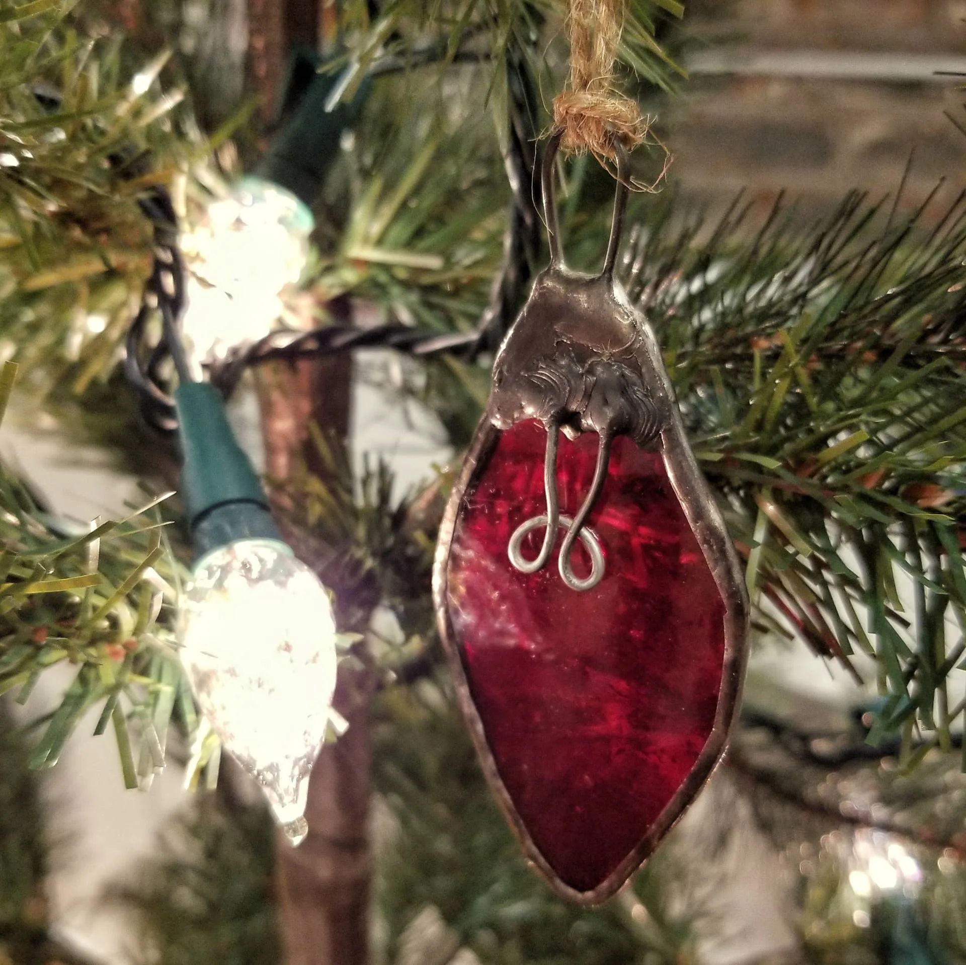 Lost & Found Design - Stained glass vintage bulb ornament: Orange