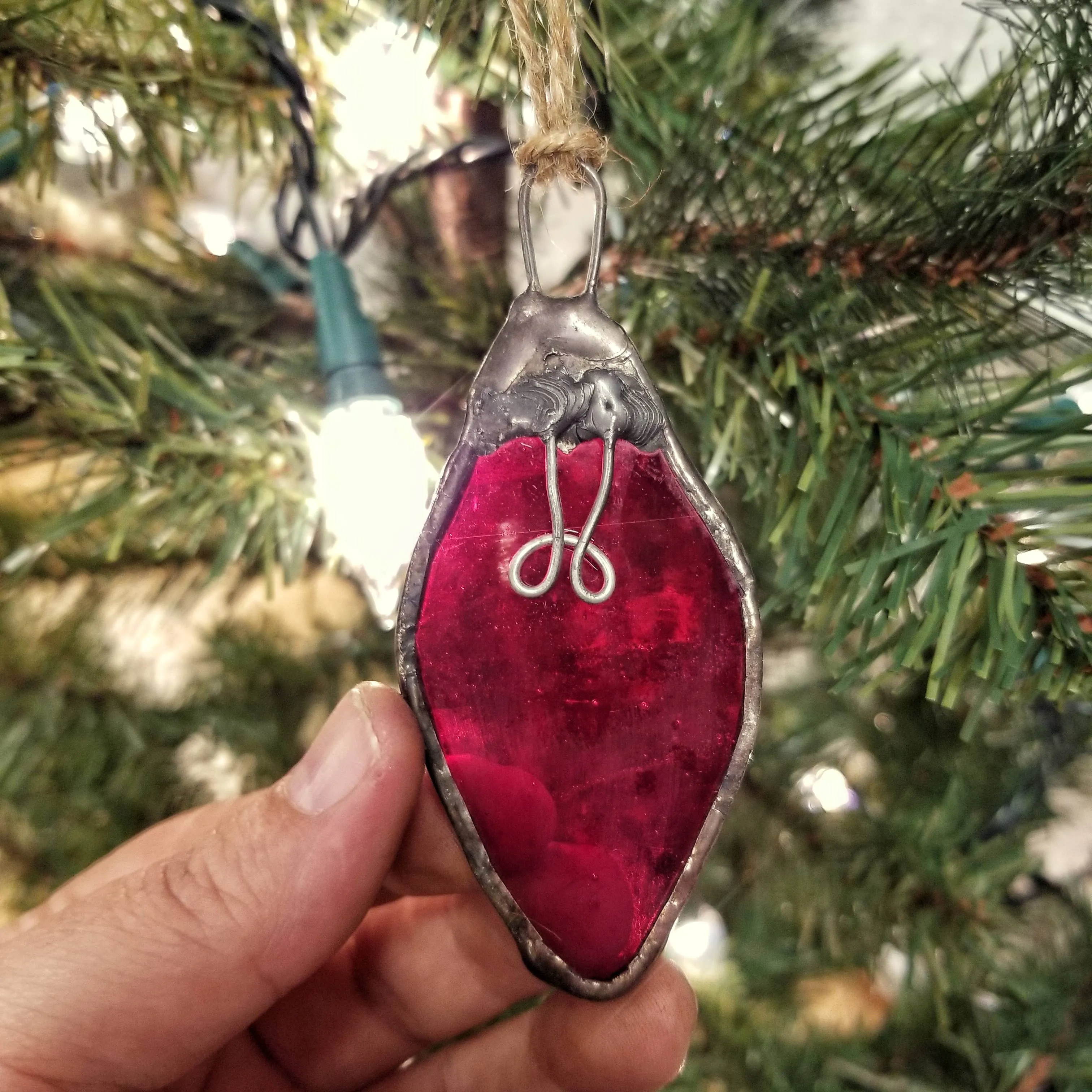 Lost & Found Design - Stained glass vintage bulb ornament: Orange